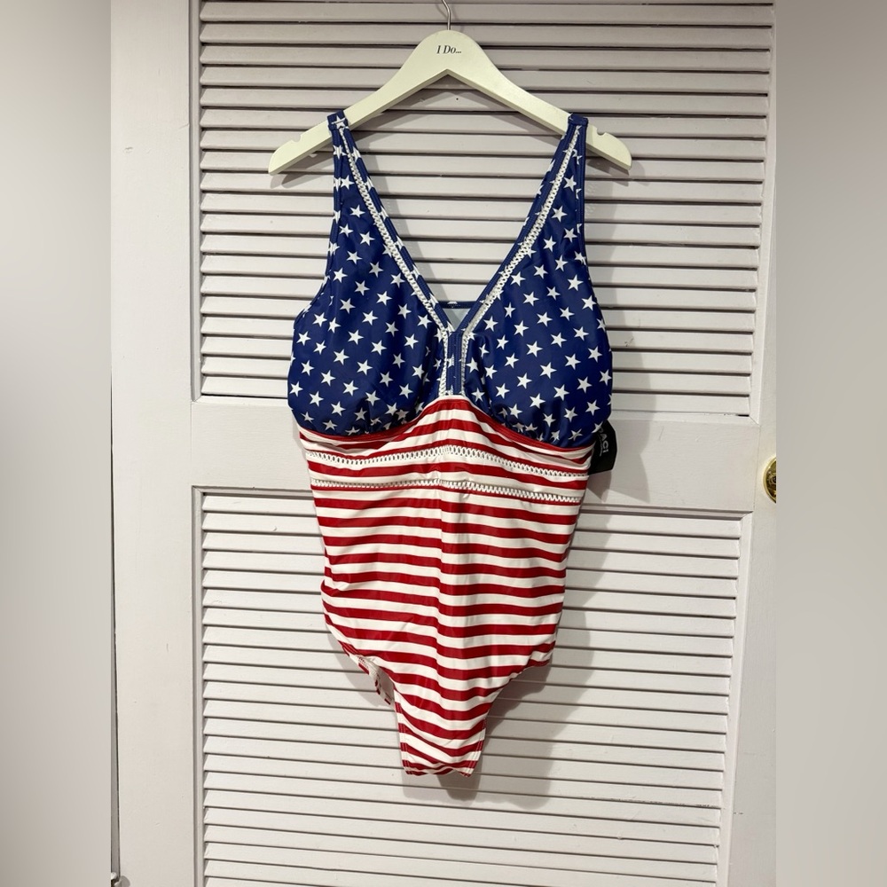Daci Women Plus Size One Piece Swimsuit Sexy V- Neck Backless Bathing Suit  20W